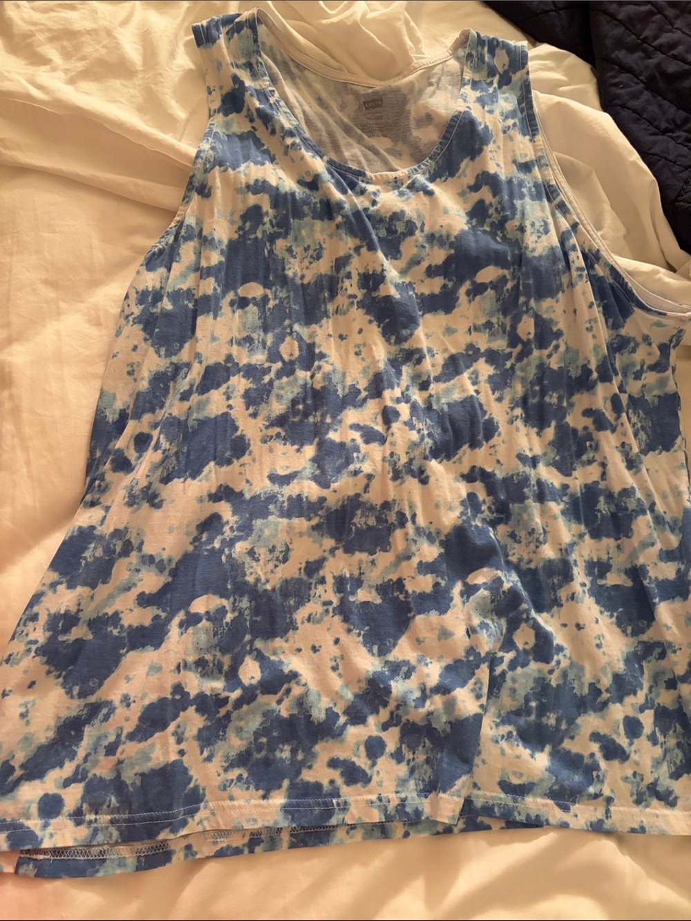 Blue Tie-Dye Sleeveless Mens Muscle Tank Top XXL